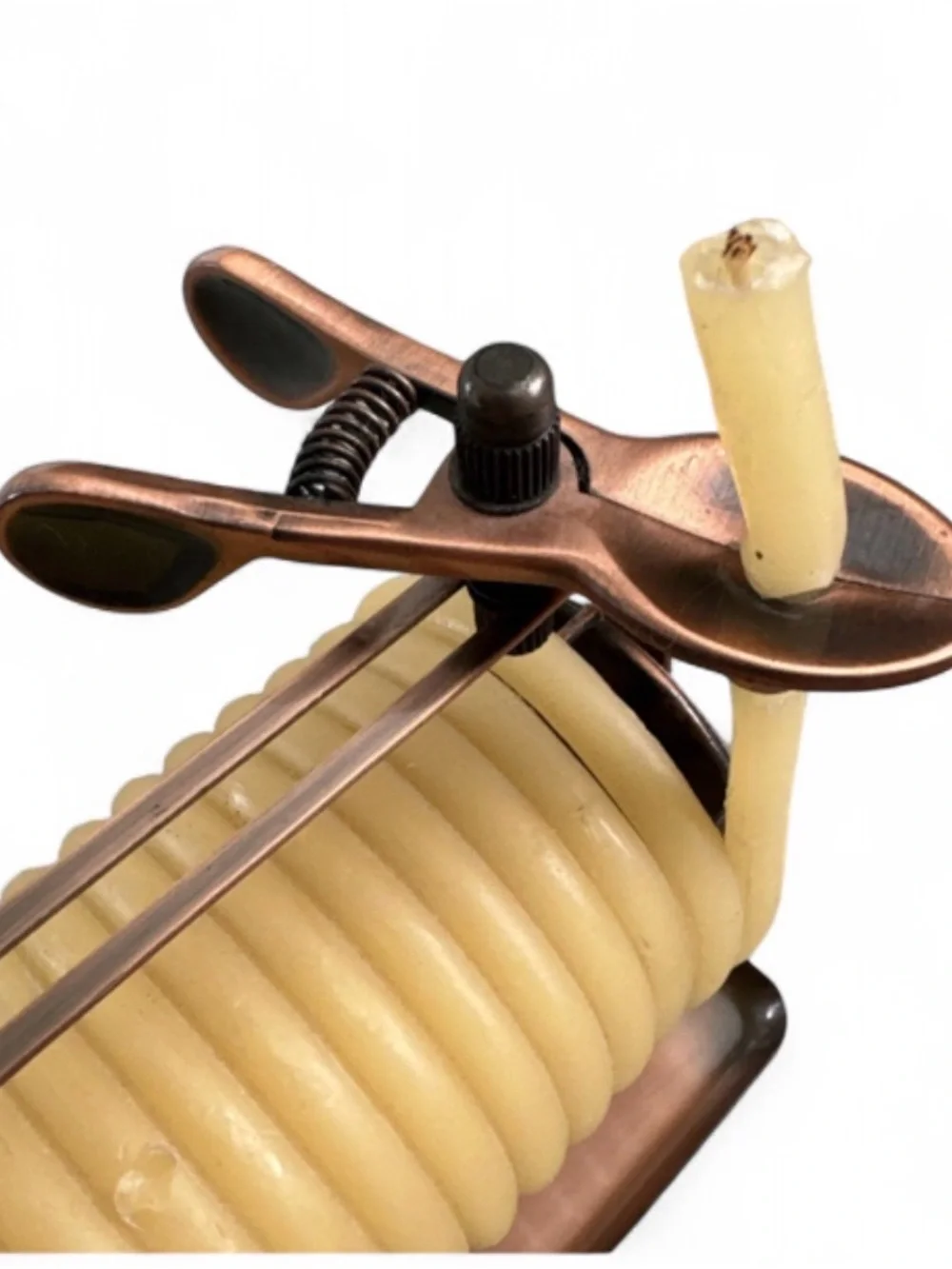 Vintage Style Copper Candle Winder with Beeswax Candle